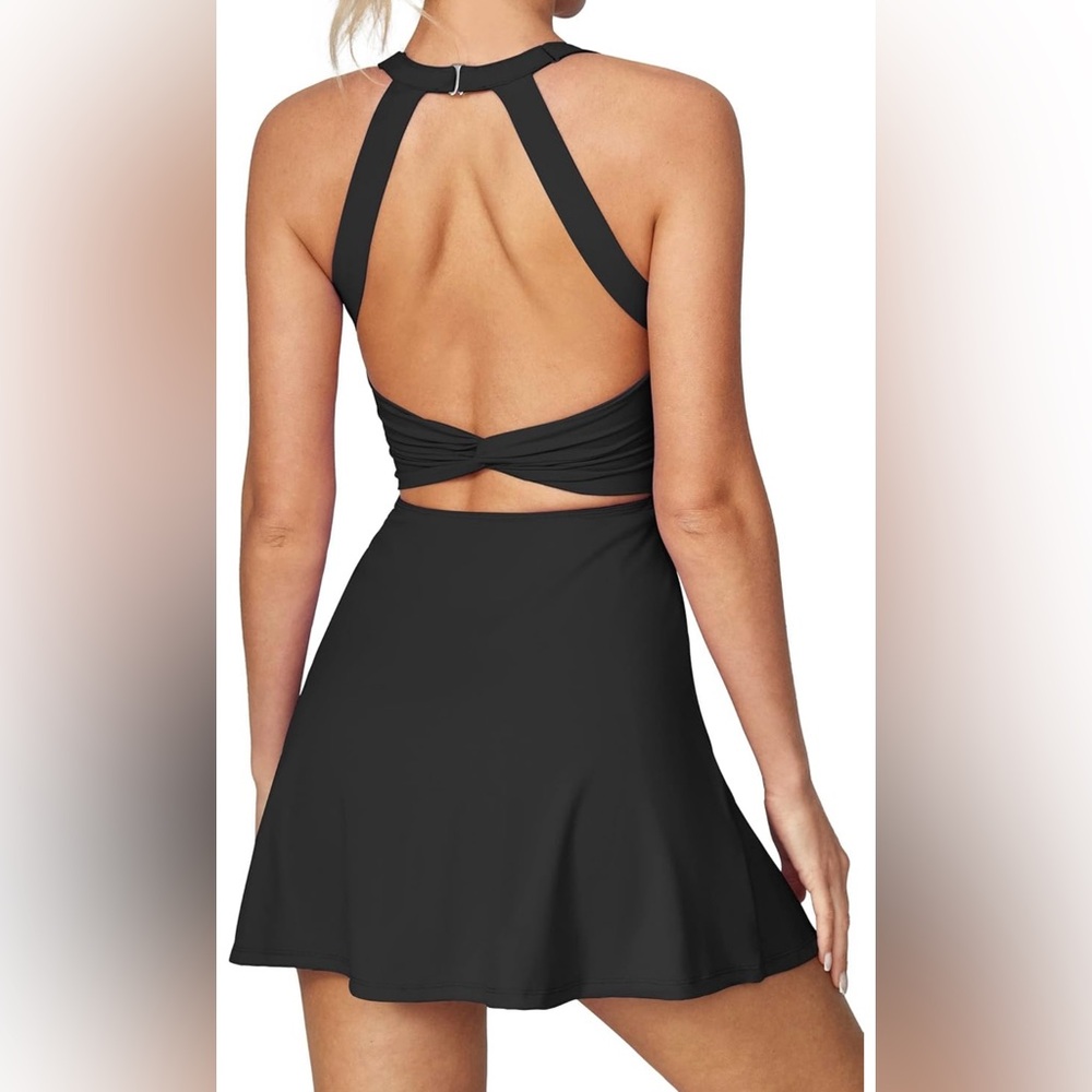 Chic Black Workout Backless Dress - New - Never Worn
